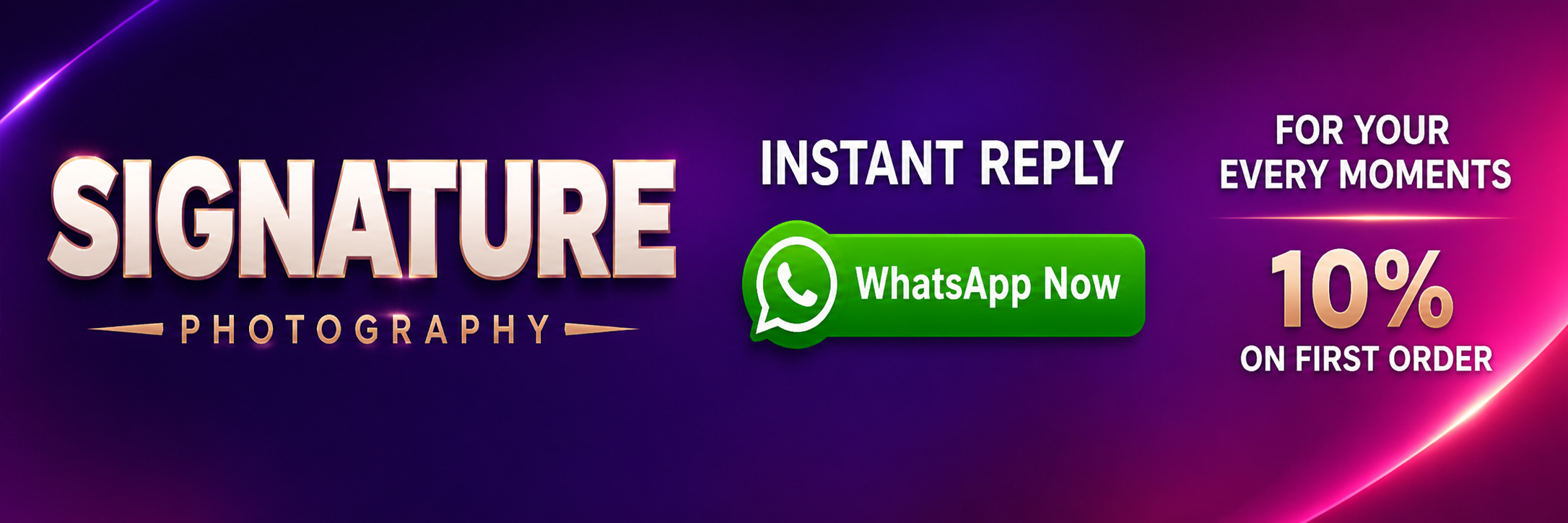 Signature Photography — instant reply, 10% on first order